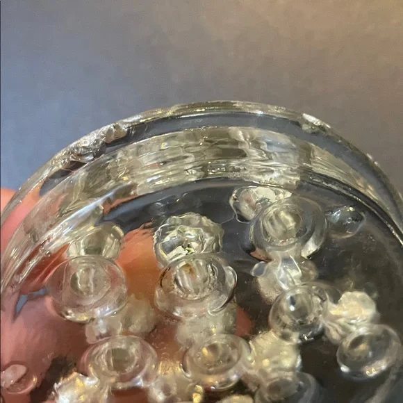 Vintage Clear Glass Flower Frog Floral Arranger Short - Picture 6 of 7